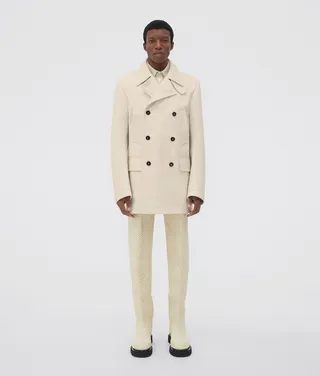 Curved Sleeves Leather Coat