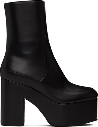 Dries Van Noten Black Zip Platform Boots