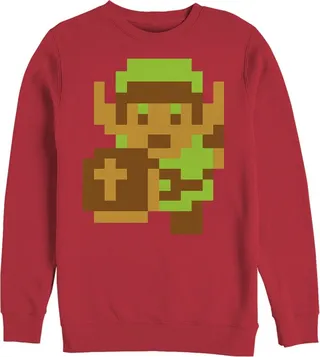 Men's Nintendo Legend of Zelda Pixel Link Sweatshirt - Red - 3X Large