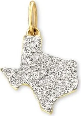 Pave State of Texas 14k Yellow Gold Charm in White Diamond