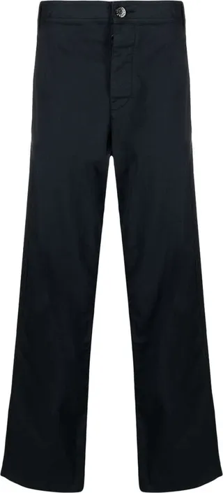 Logo-Patch Straight-Leg Cotton Trousers