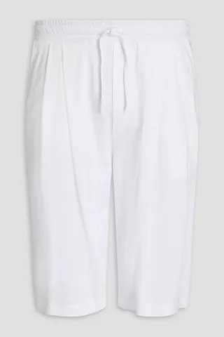 Pleated cotton-piqué shorts