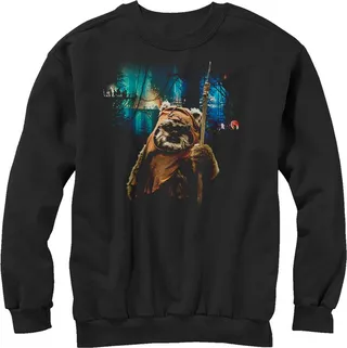 Men's Star Wars Tree Village Wicket Ewok Sweatshirt - Black - X Large