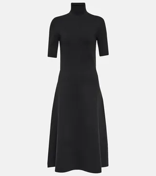 Silk-blend midi dress