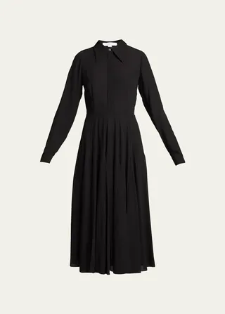 Fit-&-Flare Silk Midi Shirtdress