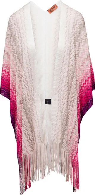 Multicolor Cape With Jacquard Graphic Motif All-over In Viscose Woman