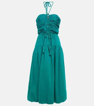 Emmaline halterneck cotton poplin midi dress