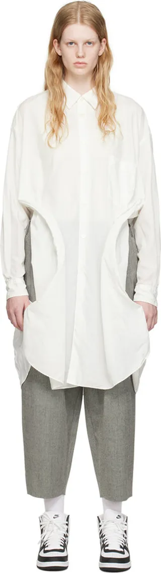 Comme des Garçons Homme Plus White Cutout Midi Dress