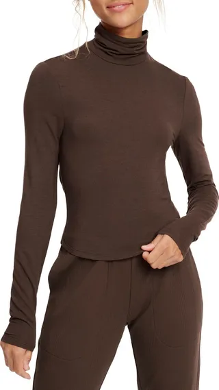 Everywhere Ruched Turtleneck Long Sleeve Top