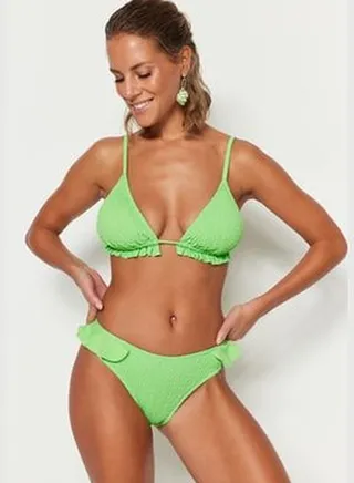 Green Frilled Regular Leg Bikini Bottoms TBESS23BA00173