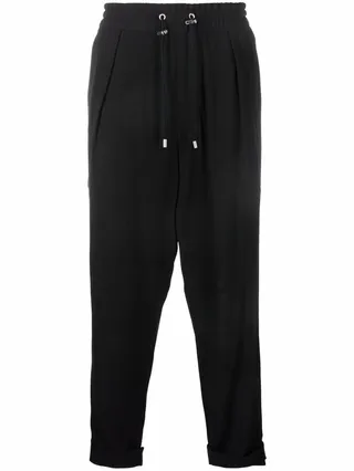 Slouchy Crepe Tapered-Leg Track Pants