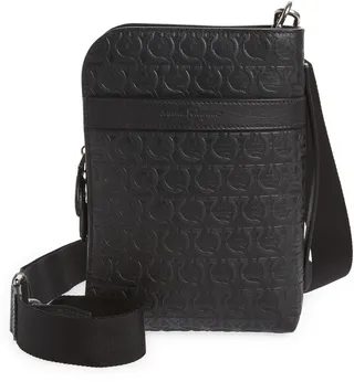 Gancini Embossed Leather Crossbody Bag