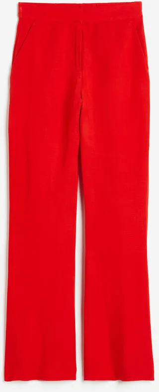 Flared Linen-blend Pants