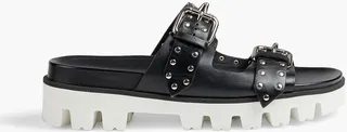 Studded leather slides
