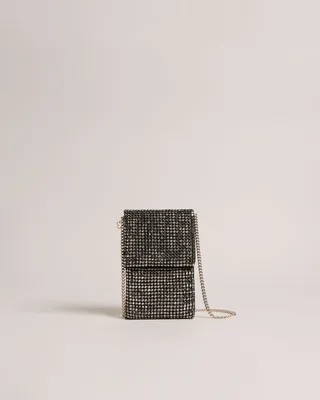 Crystal Cross Body Pouch in Black