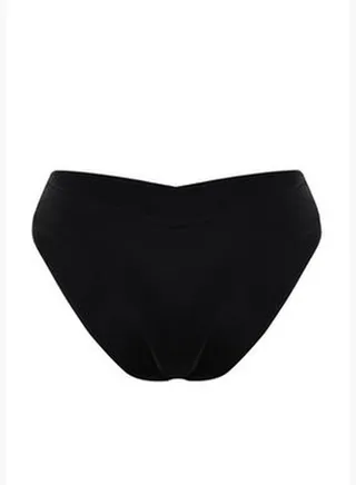 Black V-Cut High Leg Bikini Bottom TBESS24BA0009