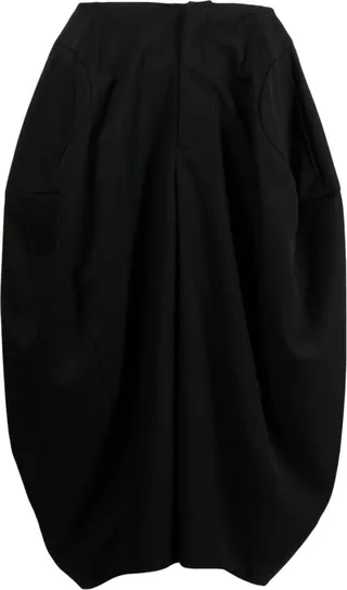 Drop-Crotch Wool Cropped-Trousers