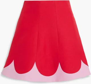 Two-tone wool and silk-blend crepe mini skirt