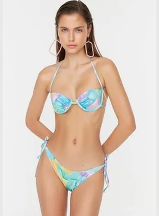 Tie Dye Patterned Bikini Bottoms with Regular Legs TBESS22BA0172