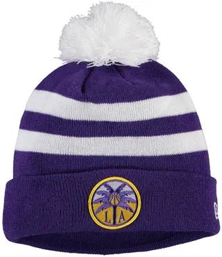 Men's New Era Purple Los Angeles Sparks Wnba Cuffed Knit Hat With Pom