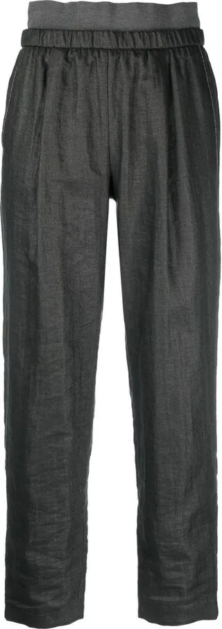 Cropped Linen-Blend Trousers