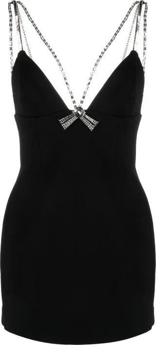 Deco Bow crystal-embellished minidress