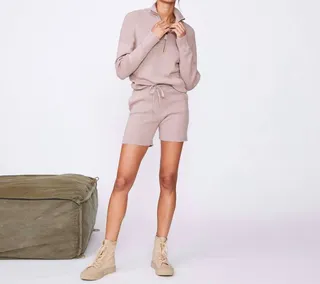 Cashmere Blend Sweater Shorts in Clay