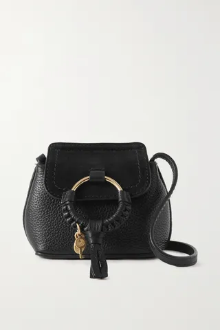 See By Chloé - Joan Mini Suede-trimmed Leather Shoulder Bag - Black