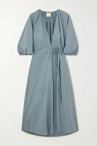 Deiji Studios - The Fold Striped Organic Cotton-poplin Midi Wrap Dress - Blue