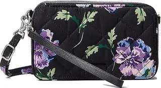 Vera Bradley Performance Twill All-In-One Crossbody Purse with RFID Protection (Floating Plum Pansies) Handbags