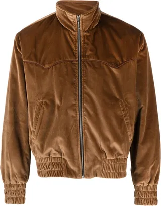 Velvet-Effect Bomber Jacket