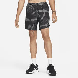 Nike Men's Challenger 7" Brief-Lined Camo Running Shorts in Black