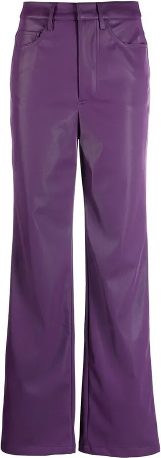 Purple High-Waist Straight-Leg Trousers