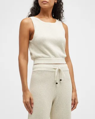 Waffle-Knit Cropped Sweater Tank