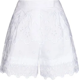 Broderie-Anglaise Scalloped Cotton Shorts