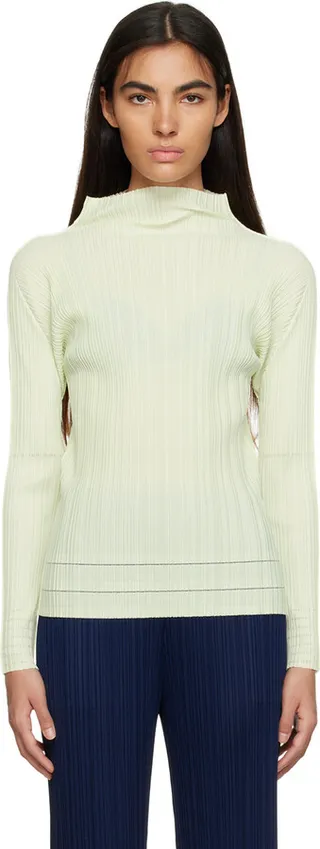 Pleats Please Issey Miyake Green Soft Pleats Turtleneck