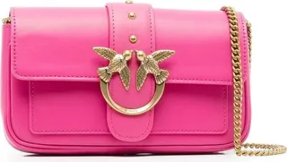 'love One Pocket' Fuchsia Shoulder Bag With Logo Patch In Smooth Leather Woman