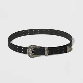Women's Double Perf Western Belt - Wild Fable™ Black S