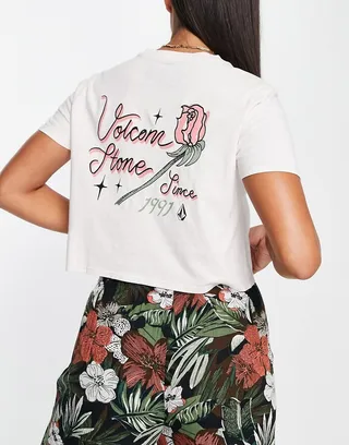Volcom Enternet crop t-shirt in white