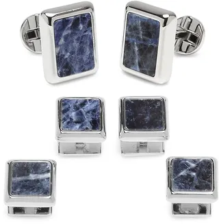 3-Piece Ox And Bull Trading Co. Silver And Sodalite JFK Presidential Stud Set