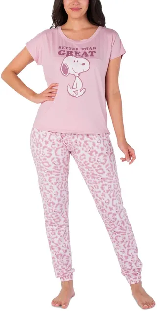 Munki Munki Women's Snoopy Leopard-Print Pajama Set