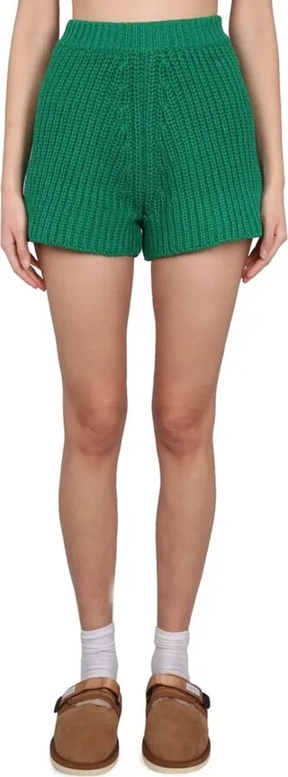 Alanui High Waist Crochet Knit Shorts