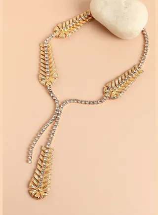 Gold Plated Designer Stones and Beaded Western Wear Necklace For Women