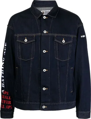 Embroidered Logo-Print Denim Jacket