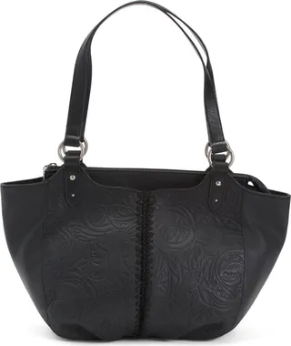 Leather Bolinas Embossed Satchel