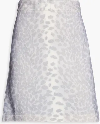 Leopard-knit wool and cashmere-blend mini skirt
