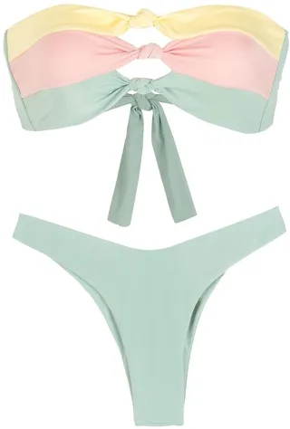 Knot-Detail High-Leg Bikini Set