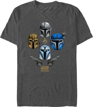 Men's Star Wars: The Mandalorian Team Helmets T-Shirt - Charcoal Heather - 3X Large