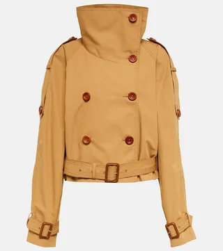Cotton gabardine cropped trench coat