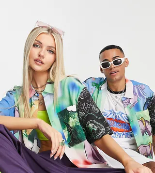COLLUSION Unisex photographic print shirt in multi